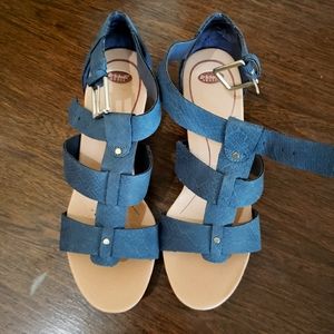 Dr. Scholls blue wedge sandals